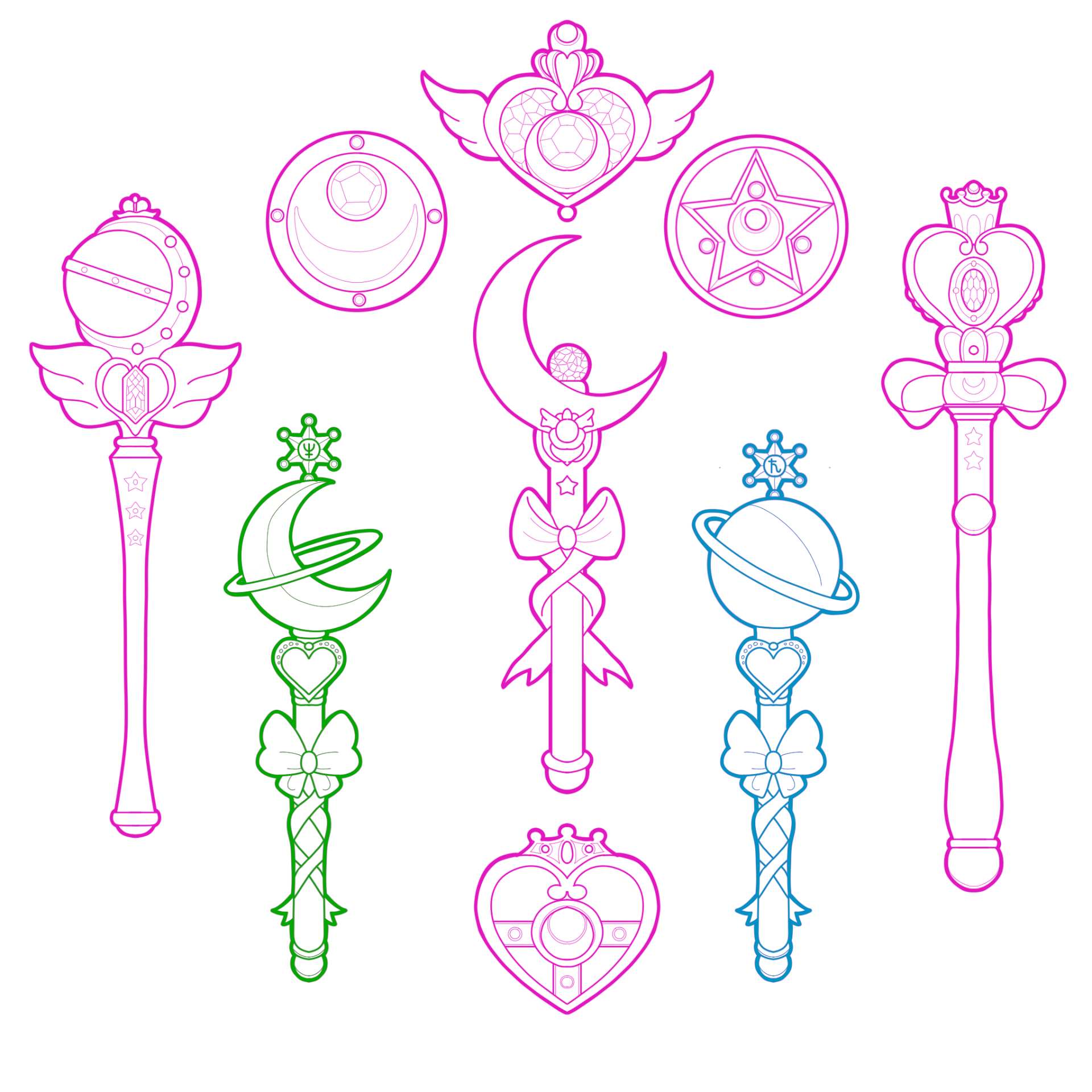 Sailor Wands · Estudio en color